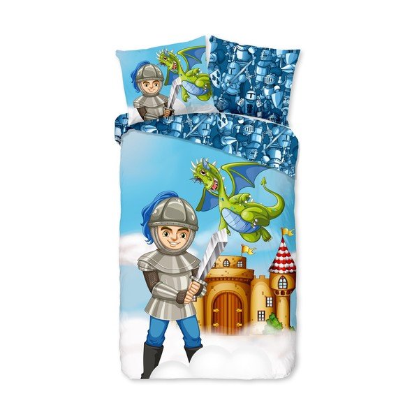 Set copripiumino e federa da bambini blu in cotone per letto singolo ed esteso 140x220 cm Knight – Good Morning