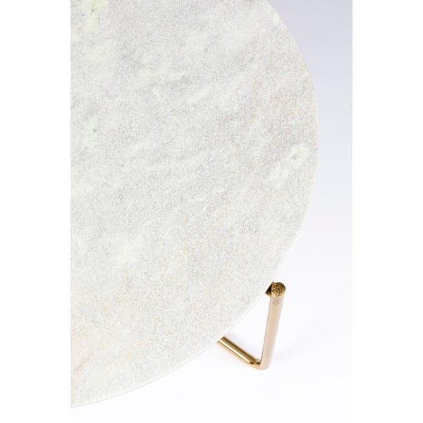 Tavolino da salotto rotondo bianco/dorato con piano in marmo ø 70 cm Timpa – White Label-image-2