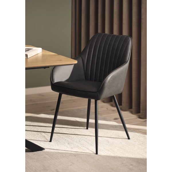 Set di sedie da pranzo grigio scuro in imbottito con braccioli 2 pz Nolan Stripe – Unique Furniture-image-1