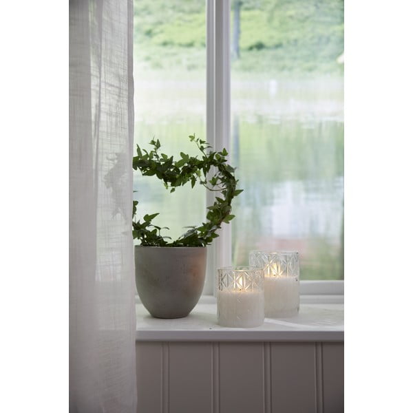 Candela di cera a LED bianca in vetro, altezza 12,5 cm Flamme Romb - Star Trading-image-4