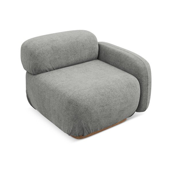 Parte divano componibile grigio (con penisola a destra) con rivestimento in bouclé Ailani – Makamii-image-1