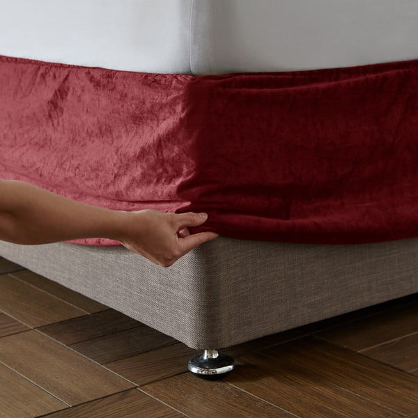 Coprirete in velluto rosso elasticizzato 137x198 cm Kingsley - Catherine Lansfield-image-1