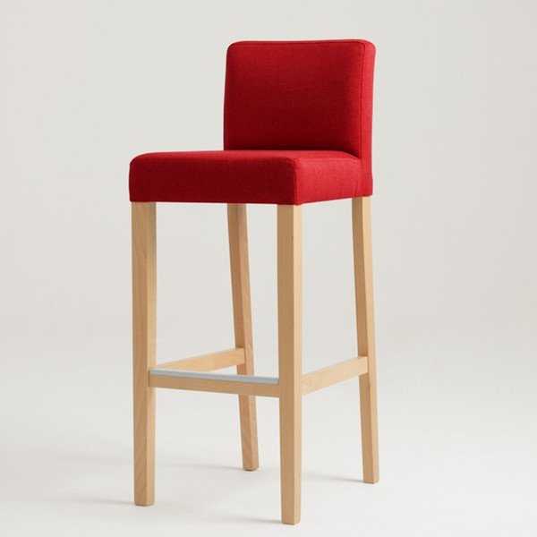 Sgabello da bar rosso con gambe naturali Custom Form Wilton - CustomForm-image-1