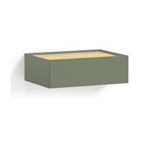 Comodino verde con piano effetto rovere da parete Arista – Teulat
