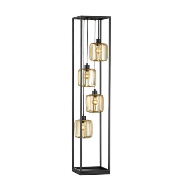 Lampada da terra nera con paralume in vetro (altezza 150 cm) Caydo – Fischer & Honsel