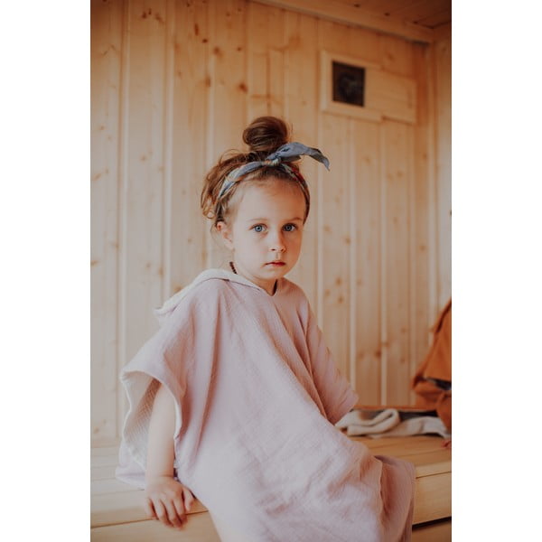 Poncho per neonati in mussola rosa taglia M - Malomi Kids-image-1