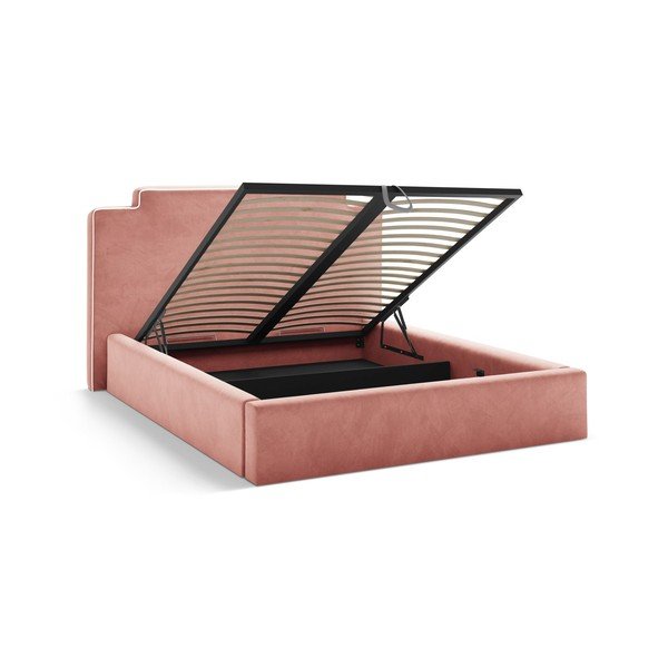 Letto matrimoniale imbottito rosa con contenitore con rete inclusa 180x200 cm Princess – Micadoni -image-4