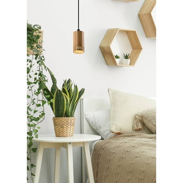 Lampada a sospensione nera con paralume in legno ø 7 cm Tubo - Candellux Lighting-image-1