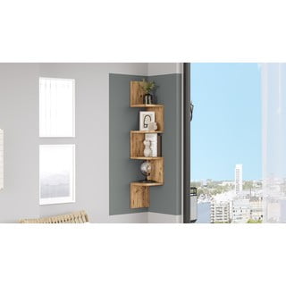 Libreria a muro in pino decorato in colore naturale 22x117 cm Laura - Kalune Design