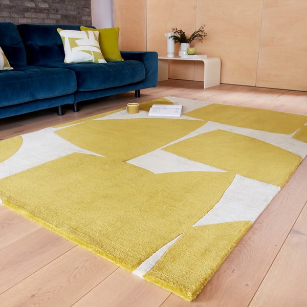 Tappeto giallo ocra in fibra riciclata tessuta a mano 120x170 cm Romy - Asiatic Carpets-image-1