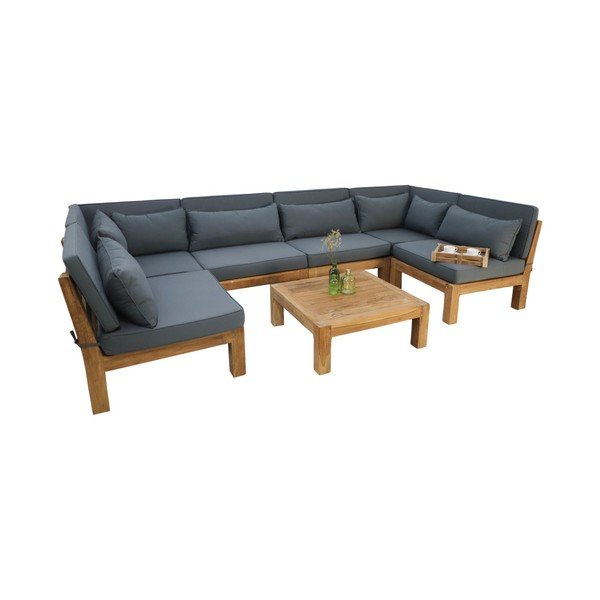 Set da giardino in teak grigio per 6 persone Aruba - HSM collection-image-2