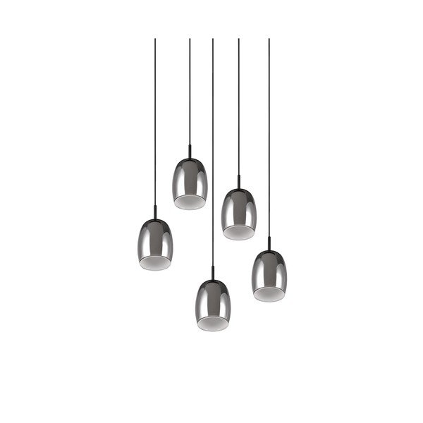 Apparecchio a sospensione con paralume in vetro ø 48 cm in nero-argento Barret - Trio Select-image-2