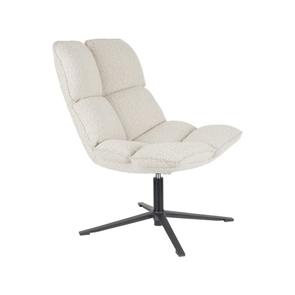 Poltrona color crema girevole con rivestimento in bouclé Bros – White Label