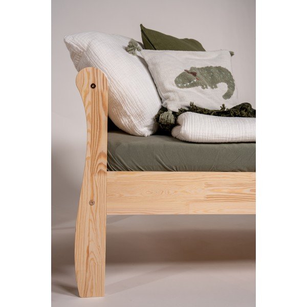 Letto da bambini di colore naturale in pino massiccio con rete inclusa 70x140 cm Roma – Adeko-image-4