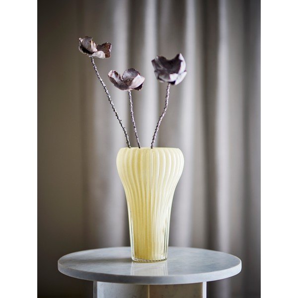 Vaso giallo chiaro in vetro fatto a mano (altezza totale 28 cm) Averie – Bloomingville-image-1