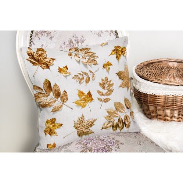 Federa Foglia d'oro, 42 x 42 cm - Minimalist Cushion Covers-image-2
