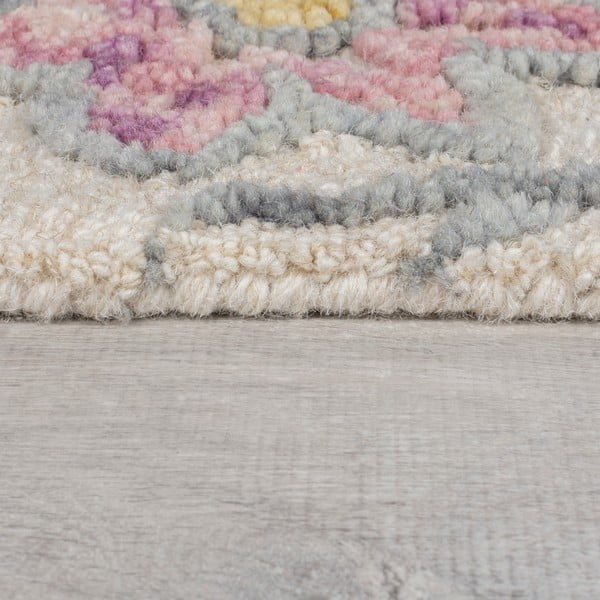 Tappeto color crema in lana tessuto a mano 200x290 cm Tania Floral – Flair Rugs-image-4