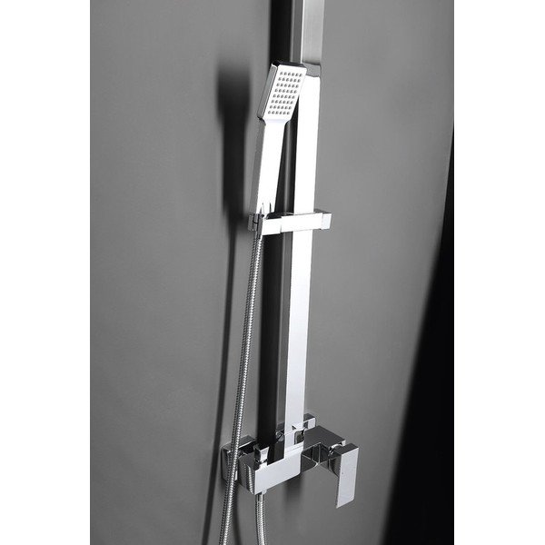 Set per doccia in ottone in argento lucido con batteria con soffione doccia e doccetta 118 cm Latus – Sapho-image-2
