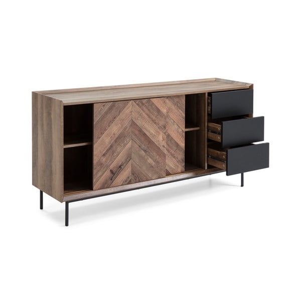 Cassettiera in rovere decorato nero Utah - Marckeric-image-4