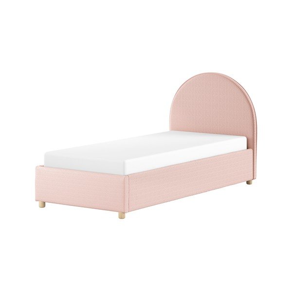 Letto singolo imbottito rosa con contenitore con rete inclusa 90x200 cm Moon – Vipack