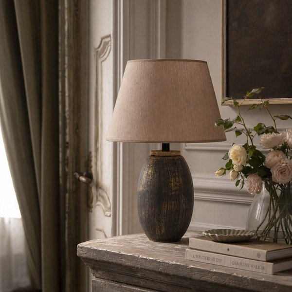 Lampada da tavolo grigia/beige con paralume in tessuto (altezza totale 46 cm) Yakamoz – Opviq lights-image-2