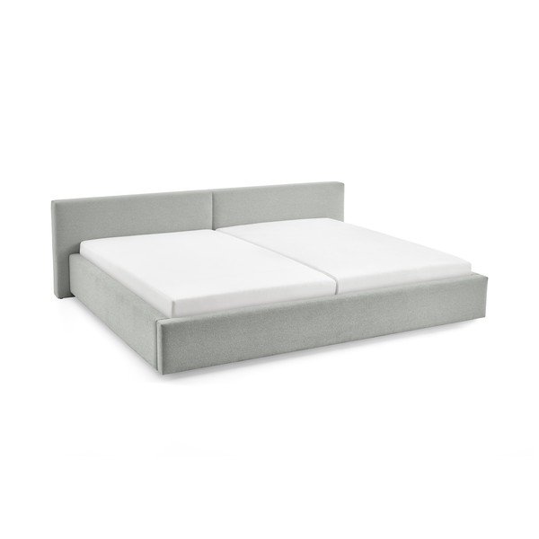Letto matrimoniale imbottito grigio chiaro con contenitore con rete inclusa 200x240 cm Cube – Meise Möbel-image-3