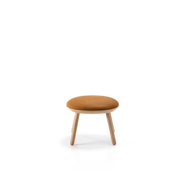 Pouf in pelle marrone cognac Naïve - EMKO