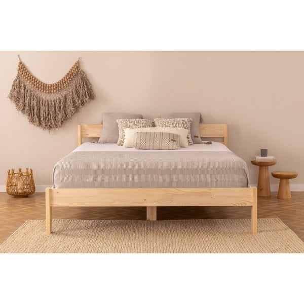 Letto matrimoniale colore naturale in legno di abete rosso con doghe 180x200 cm Venus - Kalune Design-image-2