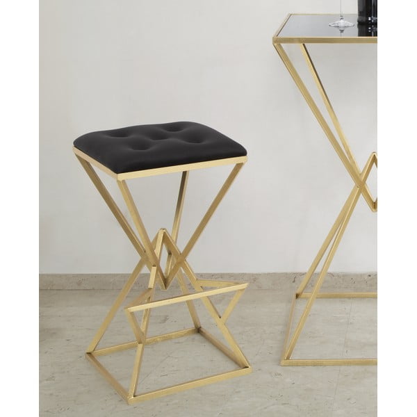 Sedia da bar nera/dorata in imbottito (altezza della seduta 75 cm) Piramid – Mauro Ferretti-image-3