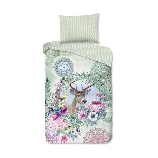 Biancheria da letto verde in flanella per letto singolo 140x200 cm Romini – HIP