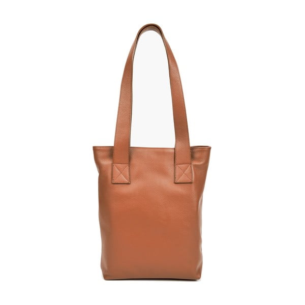 Borsa shopper Agatha in pelle marrone cognac - Mangotti Bags