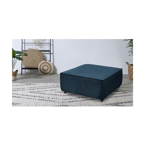 Pouf in velluto a coste blu scuro Nihad modular - Bobochic Paris-image-1