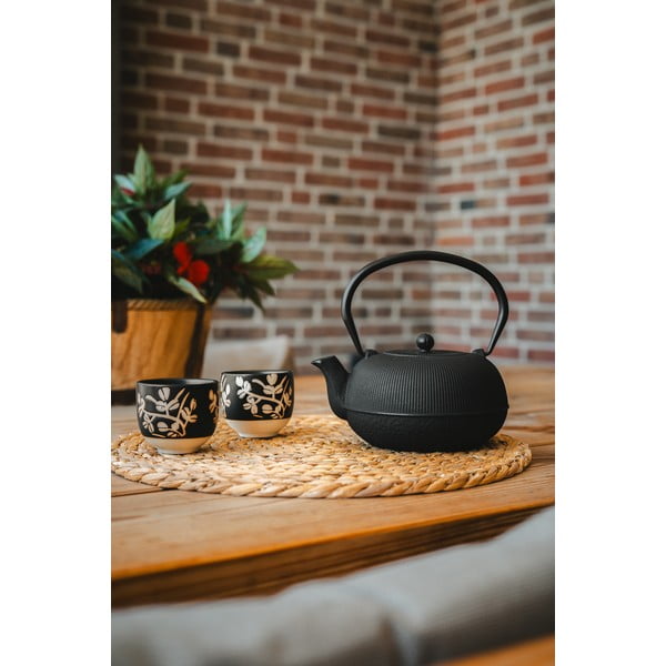 Set da tè in porcellana nera e lega Sichuan - Bredemeijer-image-1