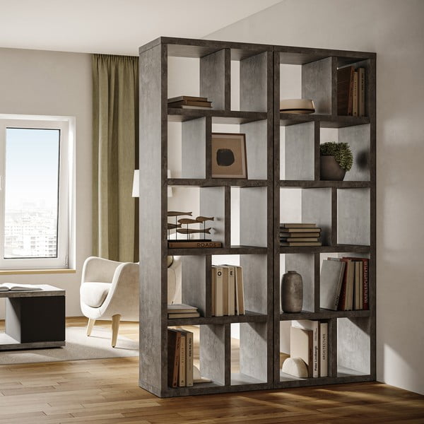 Libreria grigia effetto cemento 70x198 cm Berlin - TemaHome-image-4