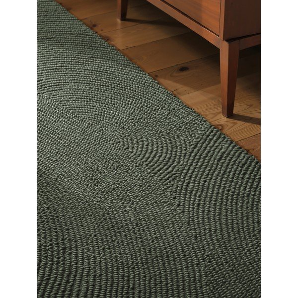 Passatoia verde scuro in lana tessuta a mano 80x300 cm Calmio – Hanse Home-image-1