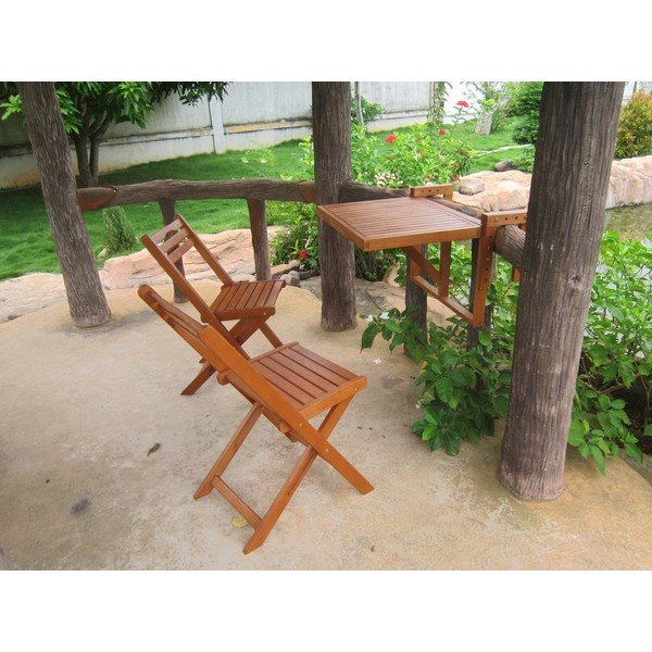 Set di 2 sedie e tavolo sospeso in legno di eucalipto Balcone Berkeley - Garden Pleasure-image-1