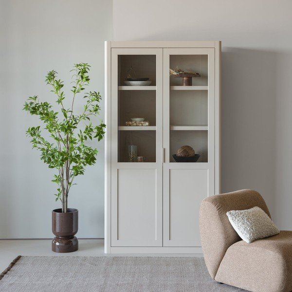 Vetrina grigio chiaro in pino massiccio 120x217x48 cm Gunnar – WOOOD-image-2