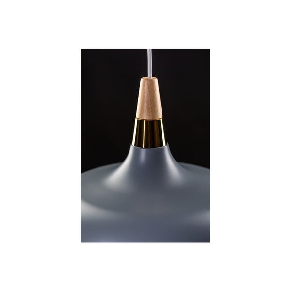 Lampada a sospensione grigia con paralume in legno e metallo Skandi - GTV-image-1