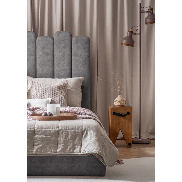 Letto singolo imbottito grigio con contenitore con griglia 90x200 cm Dreamy Aurora - Miuform-image-1