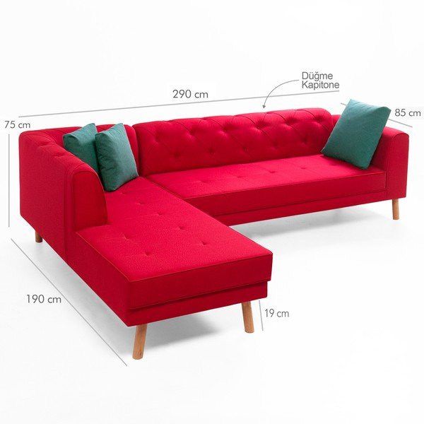 Divano rosso angolo sinistro Anna - Balcab Home-image-2
