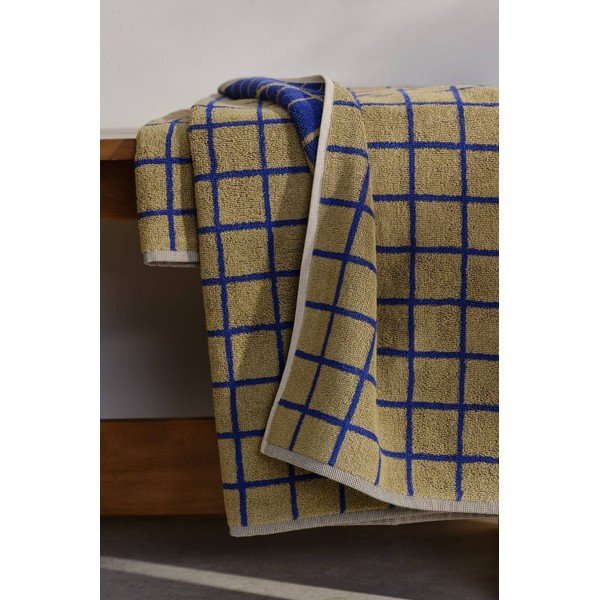 Asciugamano verde/blu in cotone 90x150 cm Grid – Jotex-image-1