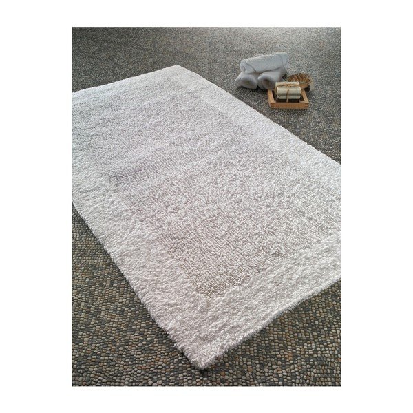 Tappeto da bagno in cotone bianco Confetti Natura Heavy, 60 x 100 cm - Foutastic