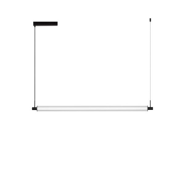 Lampadario LED nero opaco in alluminio con paralume in vetro con intensità regolabile Glovia – Nova Luce