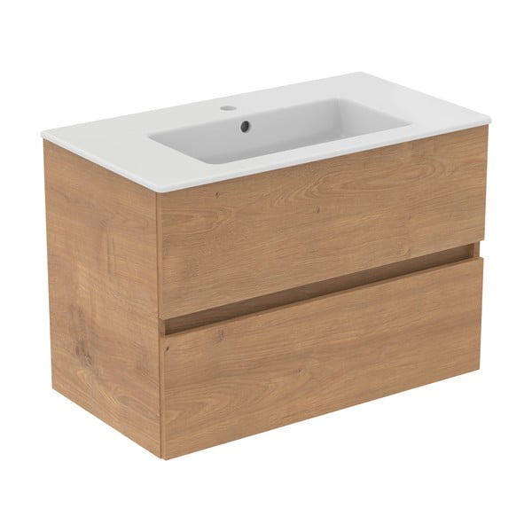 Mobile a sospensione per sottolavabo in rovere naturale 80x55 cm Eurovit+ - Ideal Standard-image-3