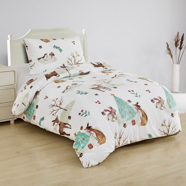 Biancheria da letto bianca in micropile per letto singolo 140x200 cm – My House