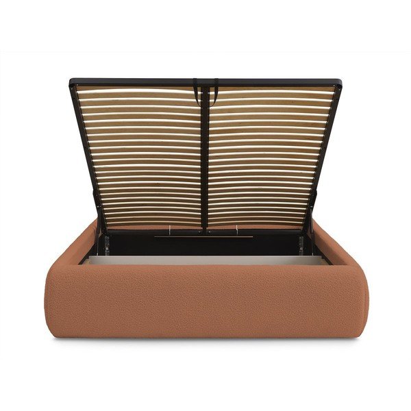 Letto matrimoniale imbottito arancione con contenitore/senza testiera con rete inclusa 160x200 cm Inera – Bobochic Paris-image-4