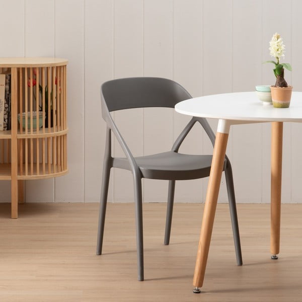 Set di 2 sedie da pranzo grigie in plastica - Ixia-image-1