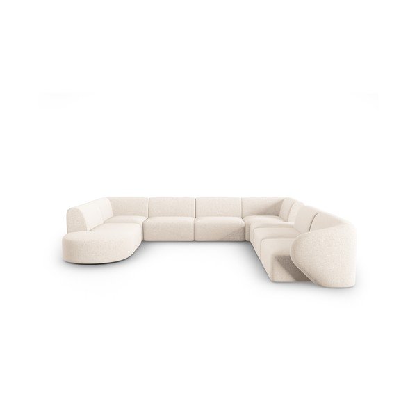 Divano angolare beige (con penisola a destra/a U) con rivestimento in ciniglia Paolo – Milo Casa