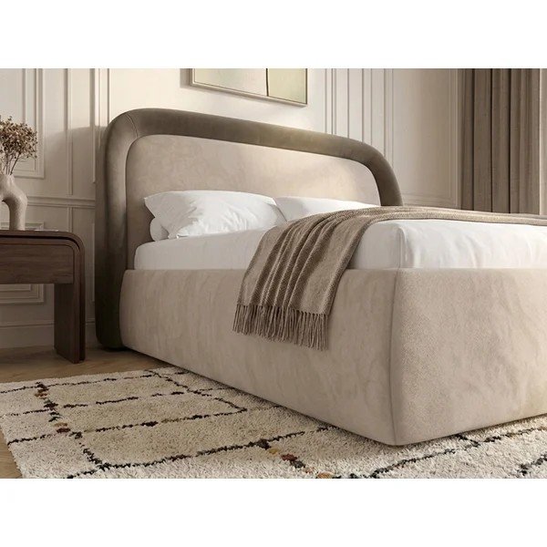Letto matrimoniale imbottito grigio tortora con contenitore con rete inclusa 160x200 cm Sam – Bobochic Paris-image-2