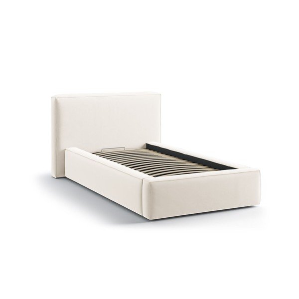 Letto singolo imbottito color crema con contenitore con rete inclusa 90x200 cm Jodie – Micadoni -image-2